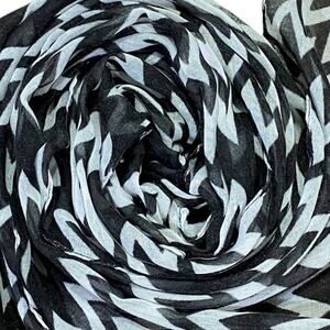 Black & White Thin Semi Sheer Chevron Scarf Wrap Shawl 64X16